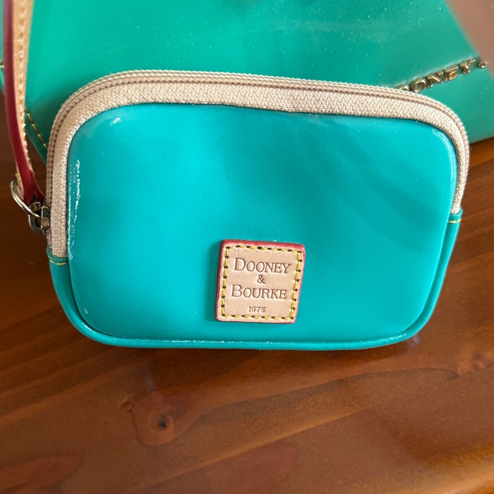 Dooney & Bourke Aqua and Beige Tote - Picture 7 of 8